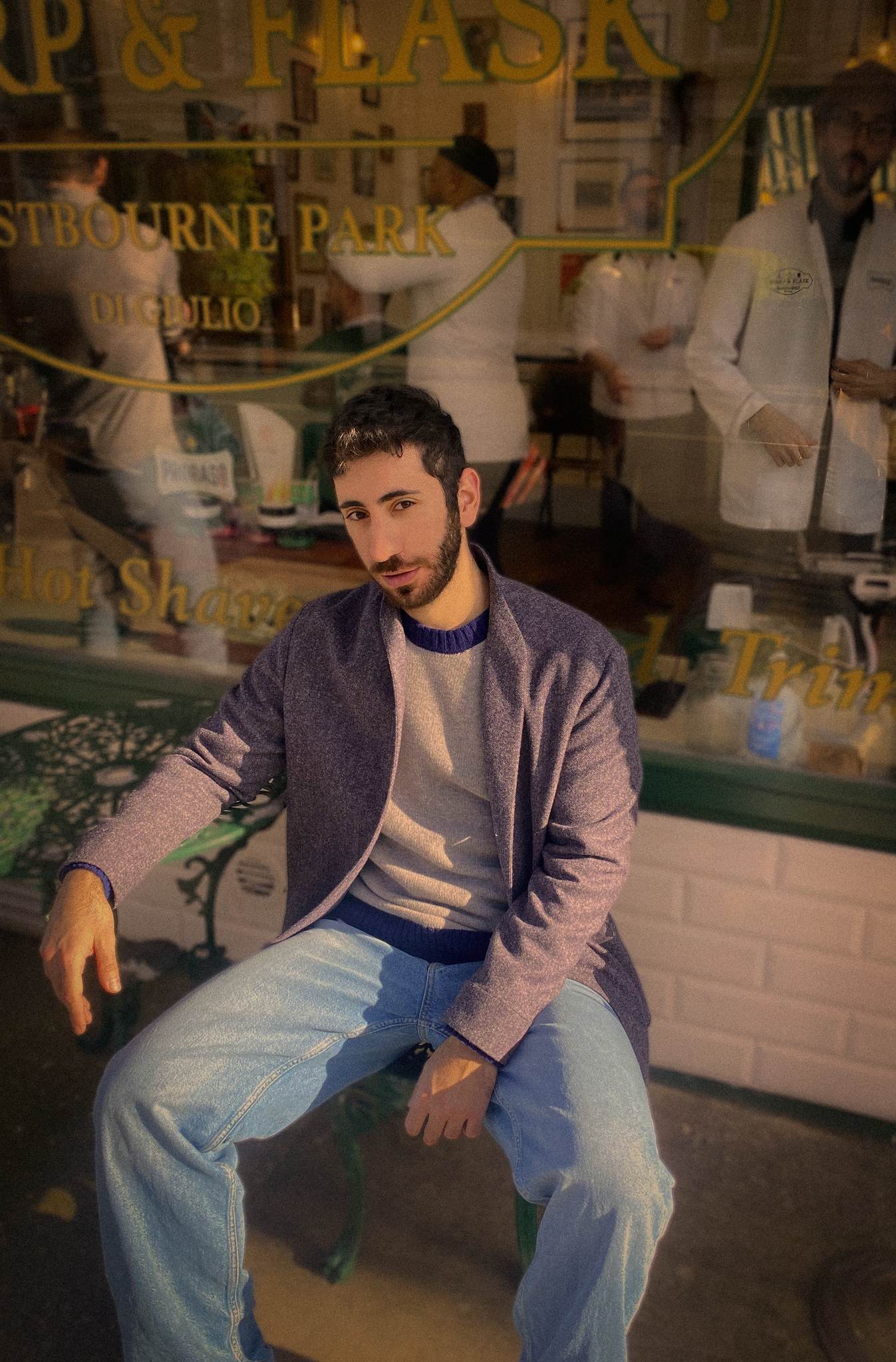 Purple Elevato Jacket In Shetland Wool