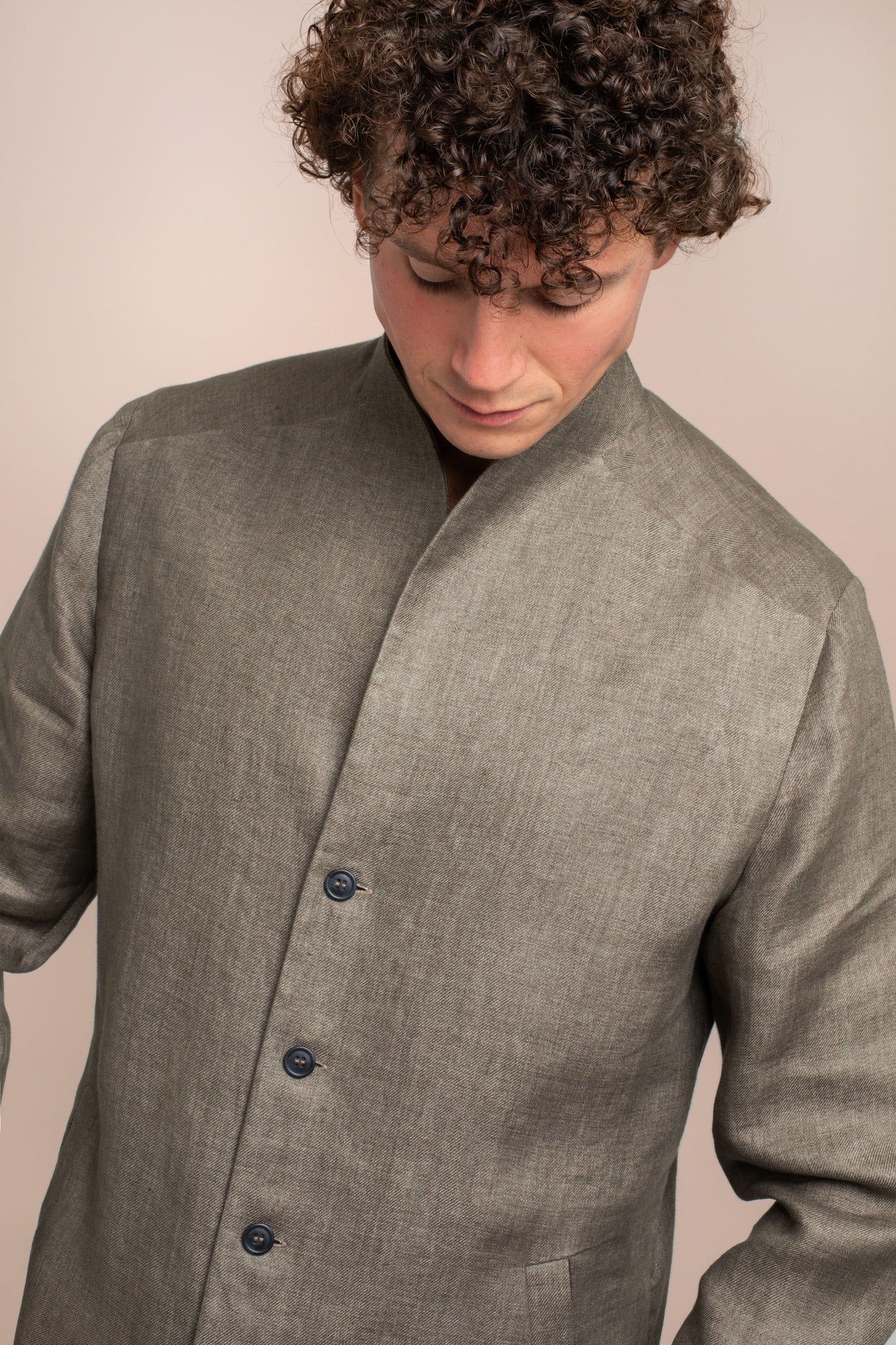 Mens Luxury Linen Jacket Elevato In Sage Green