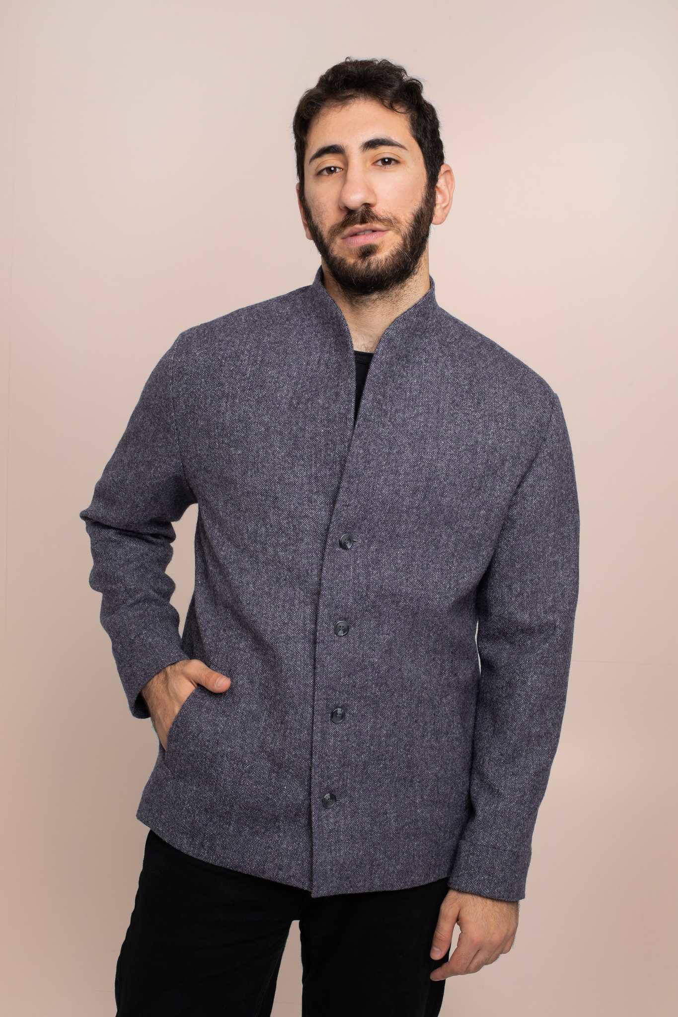 Purple Elevato Jacket in Pure Shetland Wool