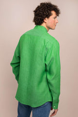 Back View Of Man Wearing Green Linen Shirt