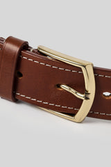 Mens Luxury Detailed Leather Belt - Buckle Shot