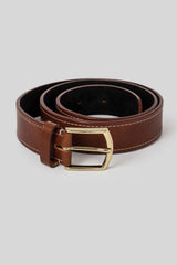 Mens Luxury Detailed Leather Belt - Front View