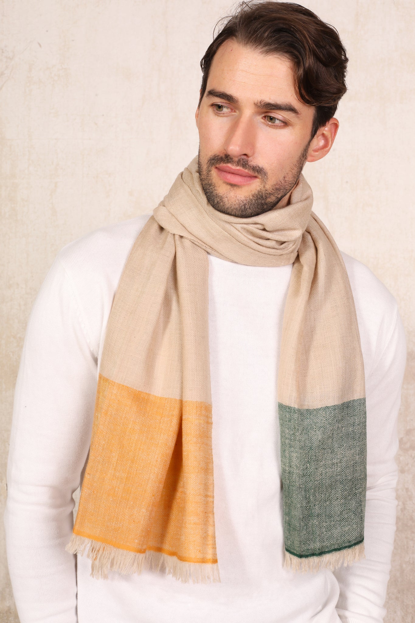 A Man Wearing Our Pure Cashmere Luxury Scarf