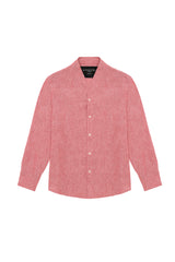 Mens Pink Linen Shirt With Coral Collar